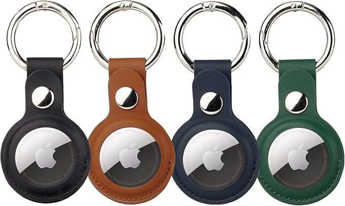 ONEJIE Air Tag Leather Keychain 4 Packs Airtag Case, Multifaceted Protection Airtag Holder, Durab... | Amazon (US)