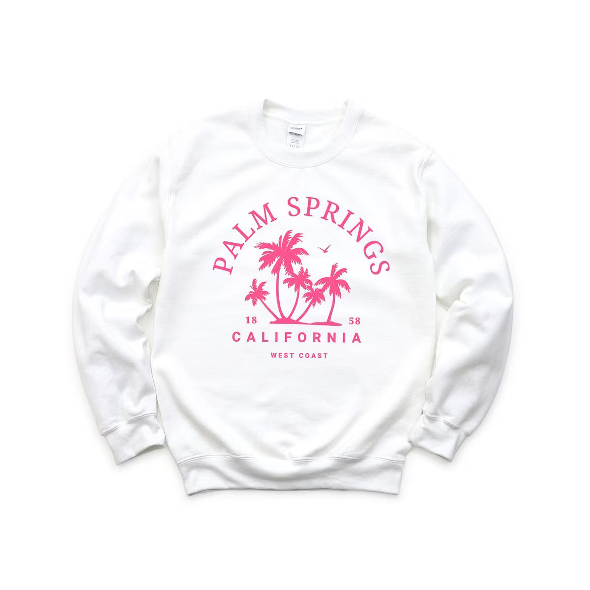 Simply Sage Market Women's Graphic Sweatshirt Palm Springs Palm Trees - M - White | Target