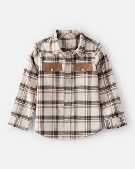 Toddler Boy Western Plaid Cotton Long-Sleeve Button-Down | Carter's Inc