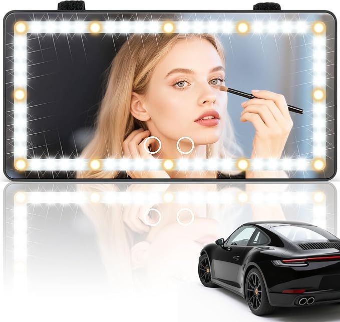 SINGARO Car Sun Visor Vanity Mirror - Rechargeable Makeup Mirror with 60 LEDs, 3 Light Modes & Di... | Amazon (US)