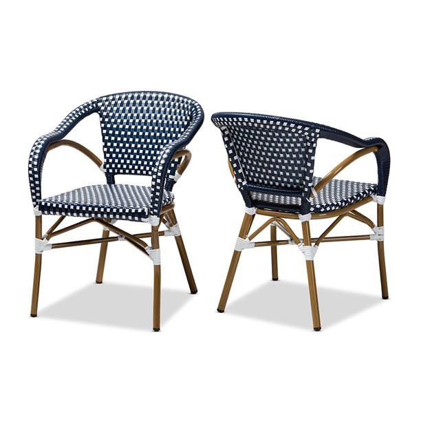 Baxton Studio Eliane Dining Chair, Set of 2, Navy and White - Walmart.com | Walmart (US)