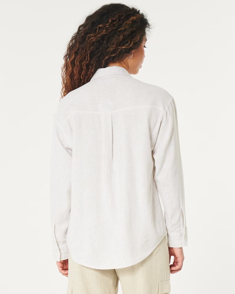 Oversized Linen Blend Shirt | Hollister (US)
