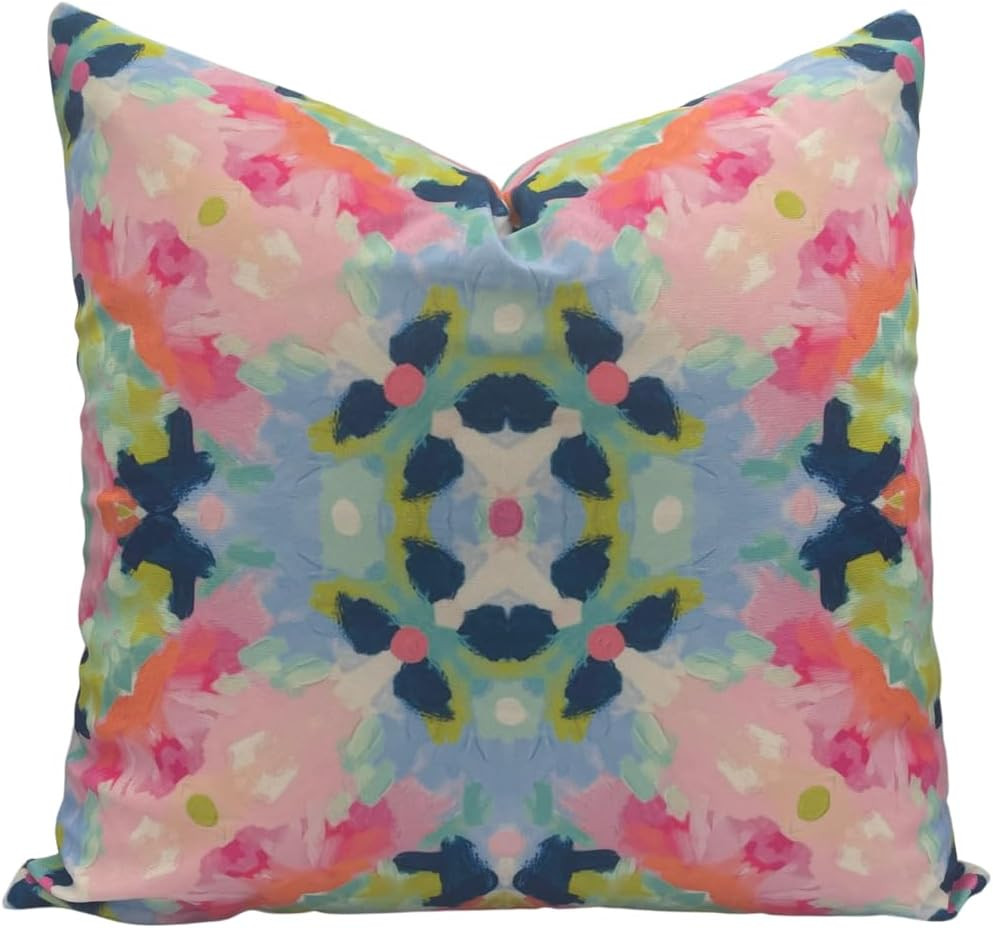 Colorful Abstract Watercolor KaleidoscopeThrow Pillow Cover - 20"x20" - 12"X20" - Bright Pink, Blue, Green Decorative Cushion Cover for Sofa, Couch, or Bed - Modern Artistic Home Decor | Amazon (US)