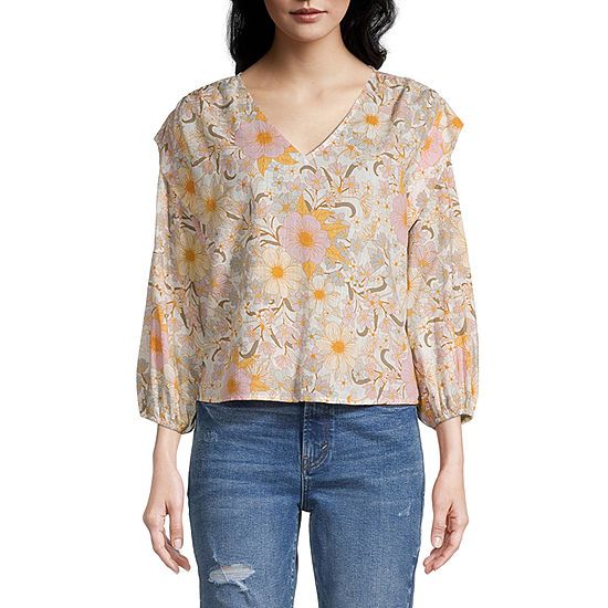 a.n.a Womens V Neck 3/4 Sleeve Blouse | JCPenney