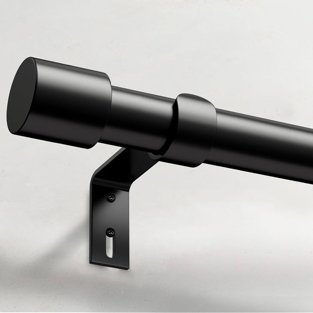 Heavy Duty Curtain Rods for Windows 66 to 120 Inch, 1 Inch Black Curtain Rods for Outdoor, Farmho... | Amazon (US)