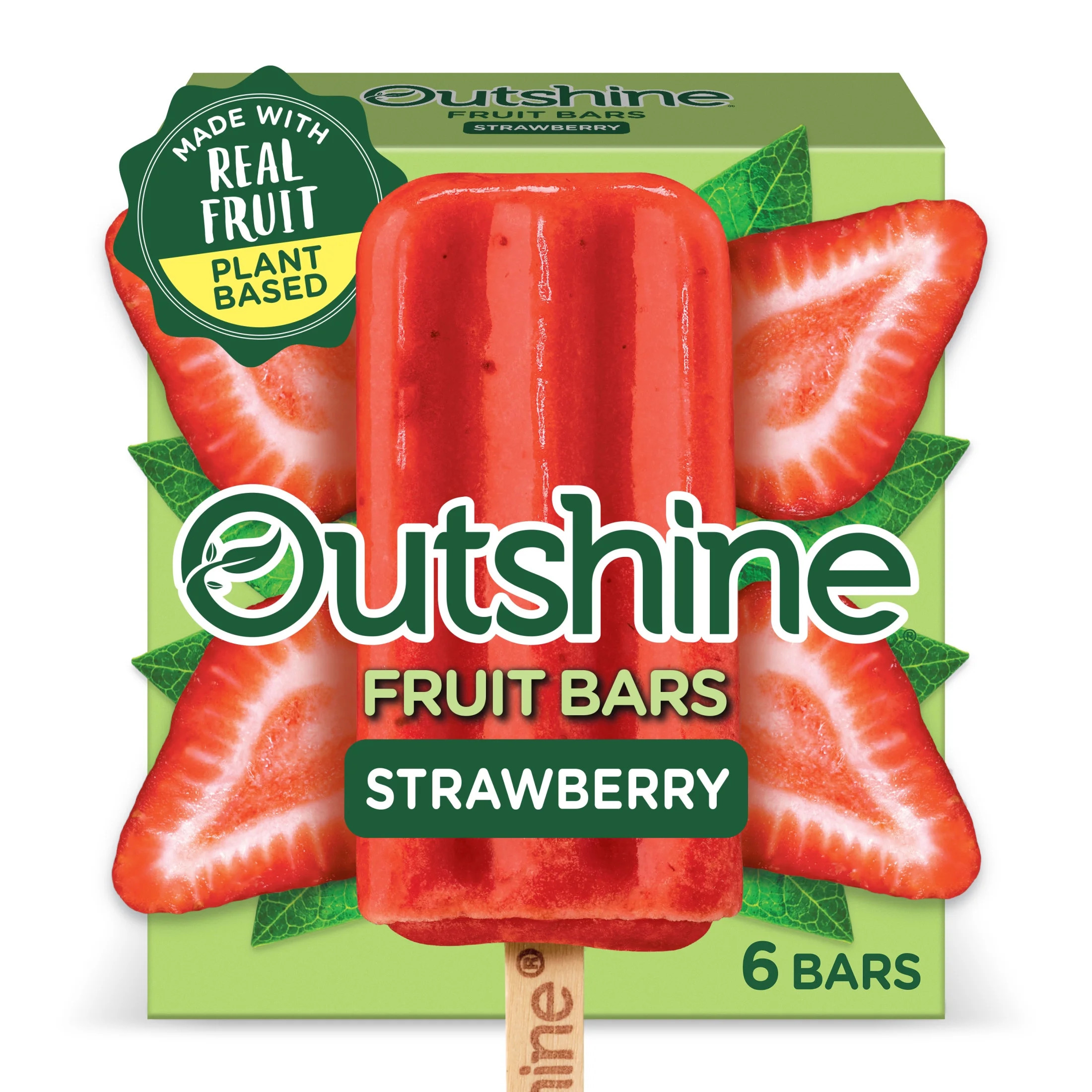 Outshine Strawberry Frozen Fruit Bars, Non-GMO, 6 Count - Walmart.com | Walmart (US)