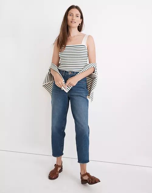 Dearing Square-Neck Crop Sweater Tank in Stripe | Madewell