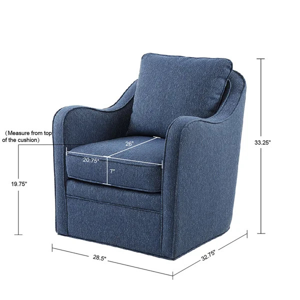 Melby Upholstered 360°Swivel Armchair with Curved Slope Arms & Removable Cushion | Wayfair North America