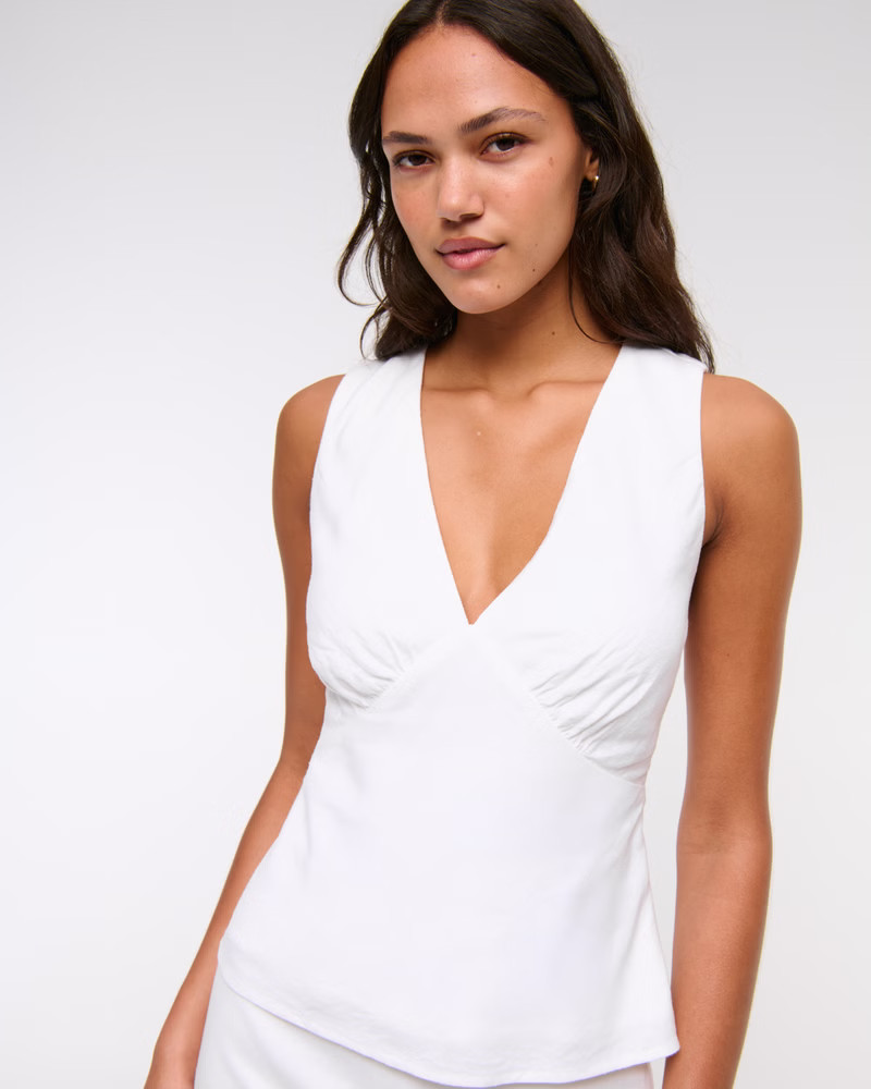 Linen-Blend Tie-Back Set Top | Abercrombie & Fitch (US)