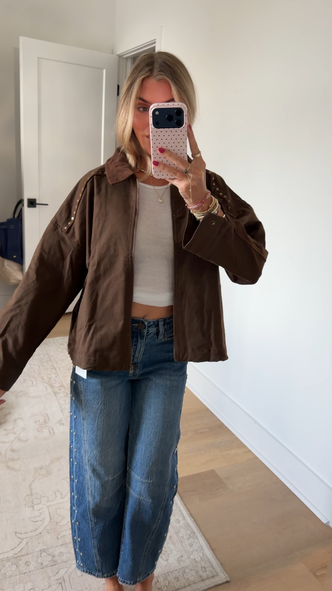 @12th Tribe size xs my code is SLOANEFES10. A best seller, now with a little more attitude. The Fairfax Studded Canvas Relaxed Fit Utility Jacket returns in a rich brown with new stud detailing, a corduroy collar, and the same relaxed fit you already love. Made for layering over everything from tanks to hoodies, all fall long

#LTKootd #LTKSeasonal #LTKSaleAlert