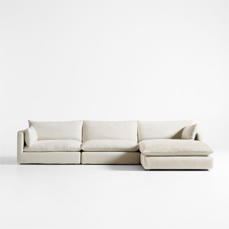 Unwind Modular 3-Piece Slipcovered Chaise Sectional Sofa + Reviews | Crate & Barrel | Crate & Barrel