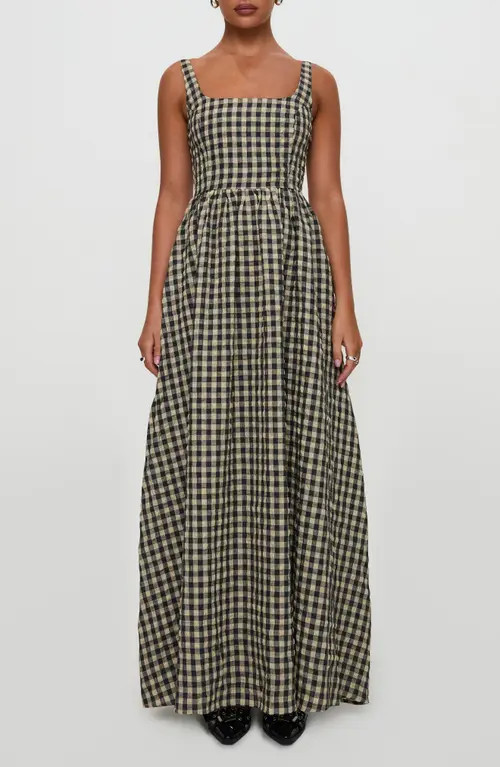 Princess Polly Cartmel Gingham Check Maxi Dress in Black at Nordstrom, Size 10 | Nordstrom