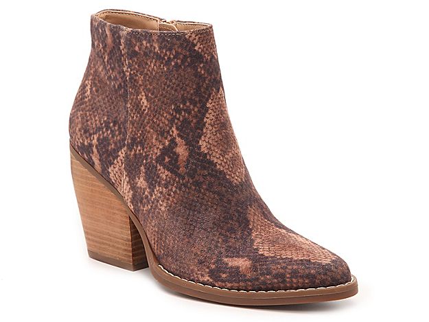 Madden Girl Klick Bootie - Women's - Brown Snake Print Faux Suede | DSW