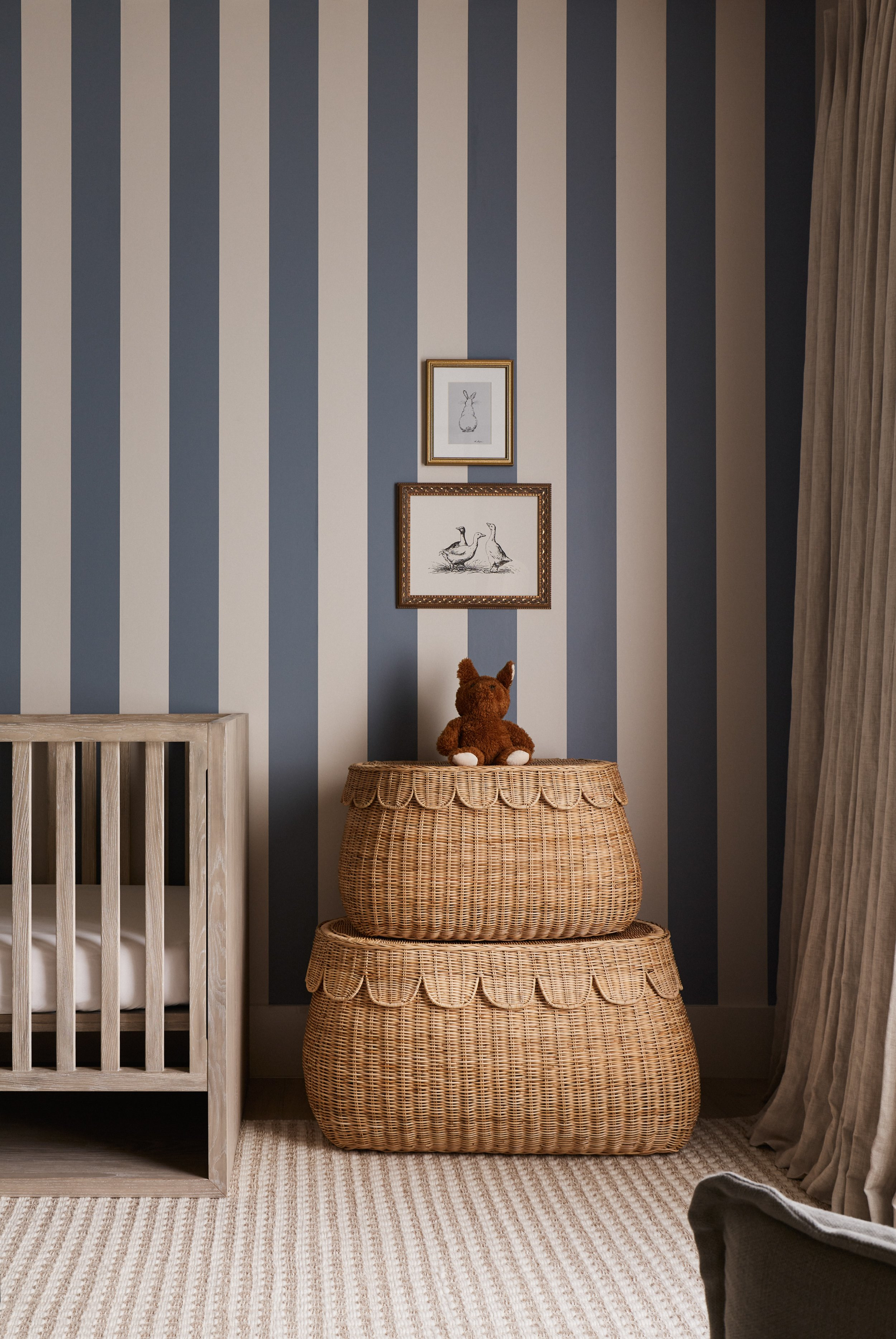 Whimsical Nursery with Blue Striped Walls 

 #LTKcasa