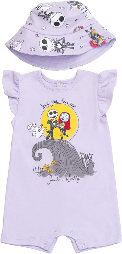 Disney Minnie Mouse Winnie the Pooh Nightmare Before Christmas Baby Girls Snap Romper and Bucket ... | Amazon (US)