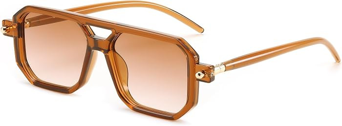 FEISEDY Vintage Square 70s Flat Aviator Sunglasses Women Men Classic Retro Stylish Frame UV400 Sunglasses B2622 | Amazon (US)