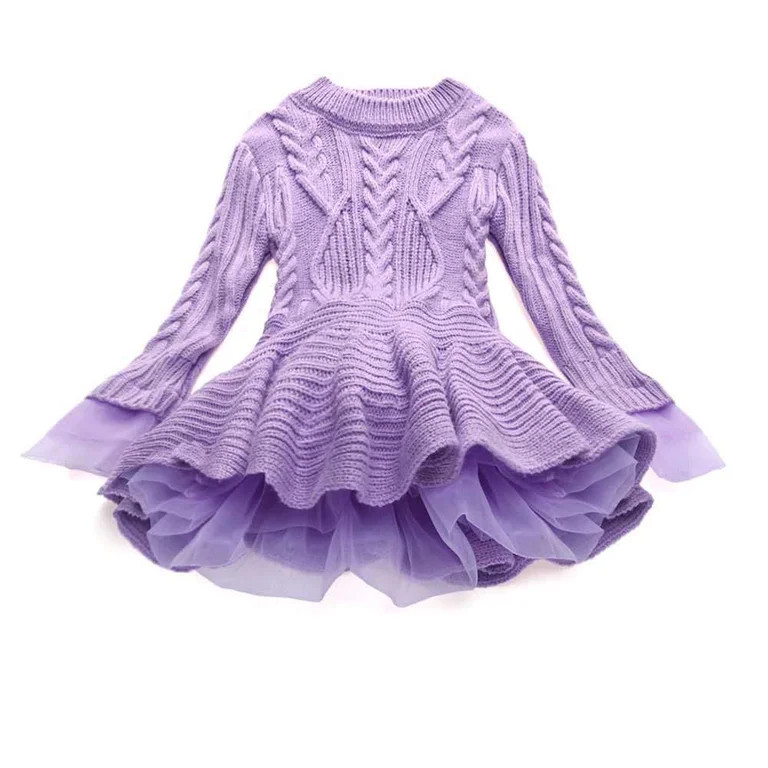 FYEGRE Wool Blend Children's Sweater Elegant Crochet Knitted Pullover Winter Dress and Skirt Set ... | Walmart (US)