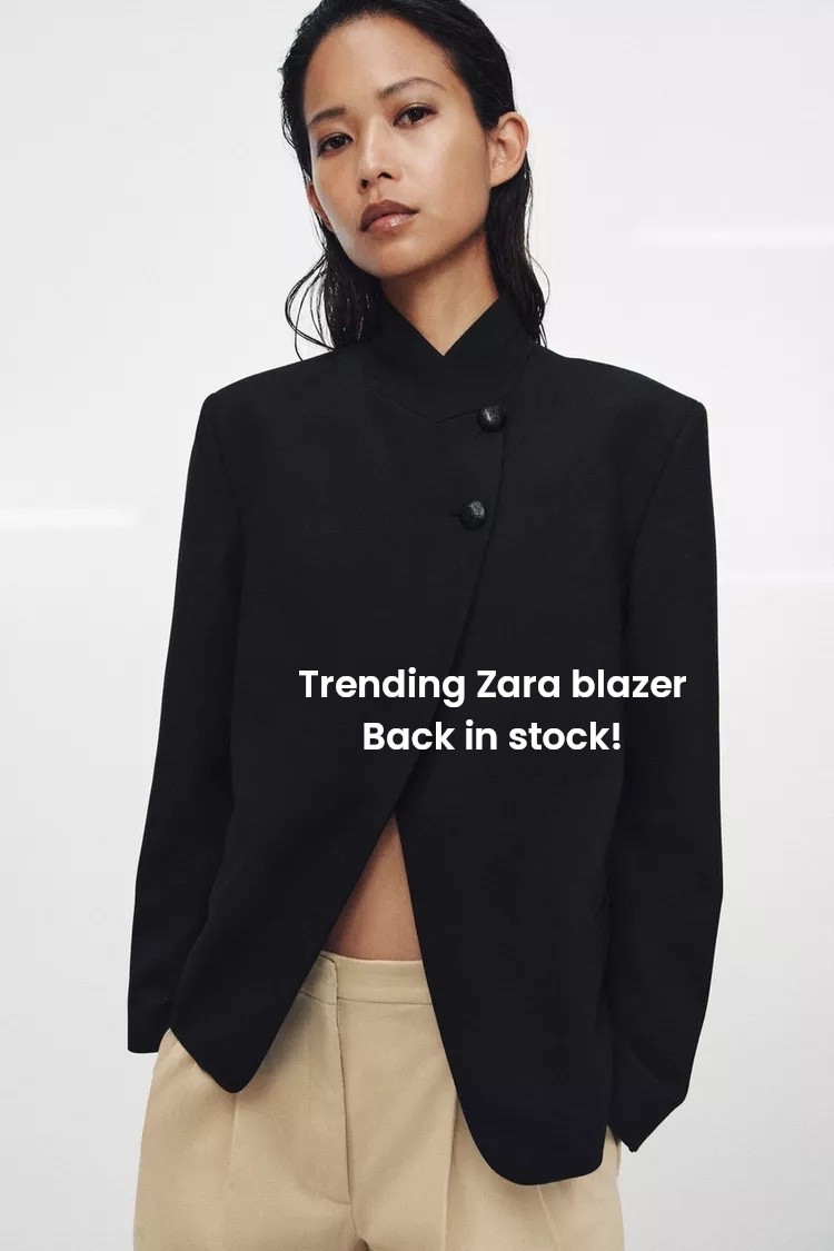 Zara black blazer - funnel neck asymmetric - trending spring jacket - spring fashion trends 2026 #zara high neck buttoned blazer 

#LTKspring #LTKeurope #LTKuk