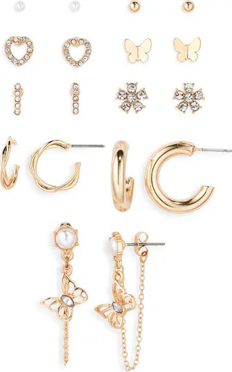 BP. Set of 9 Butterfly Huggie & Stud Earrings | Nordstrom | Nordstrom