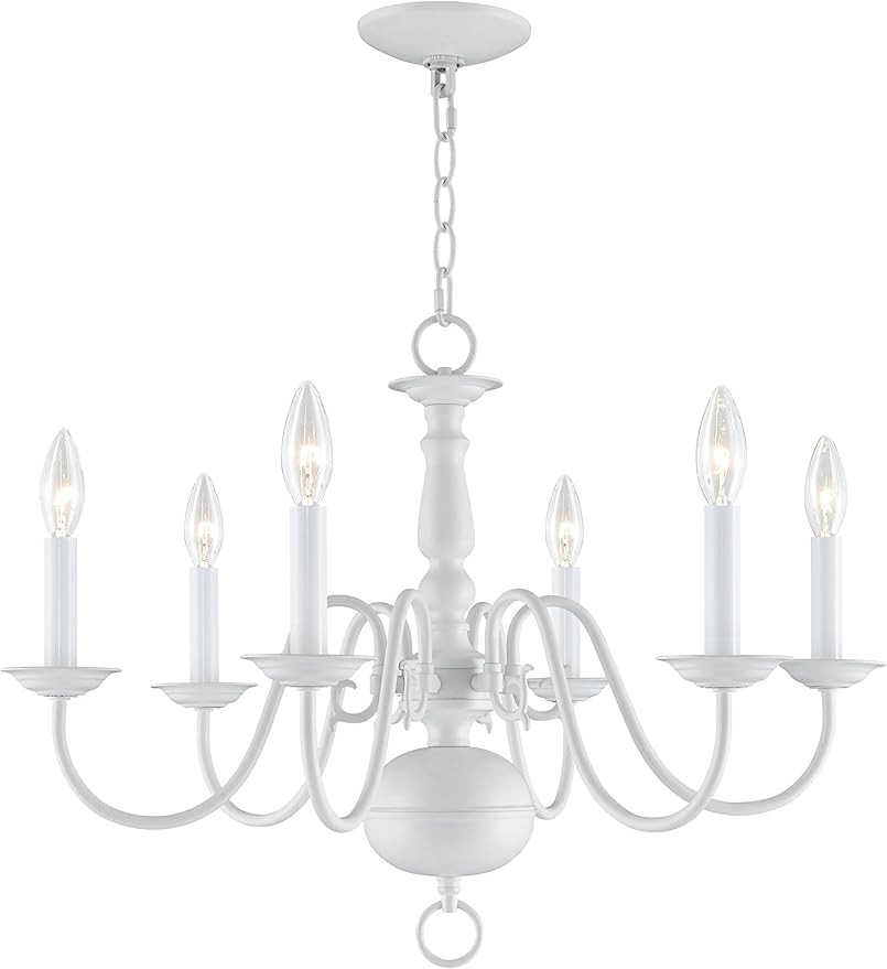 Livex Lighting 5006-03 Williamsburg 6-Light Chandelier, White | Amazon (US)