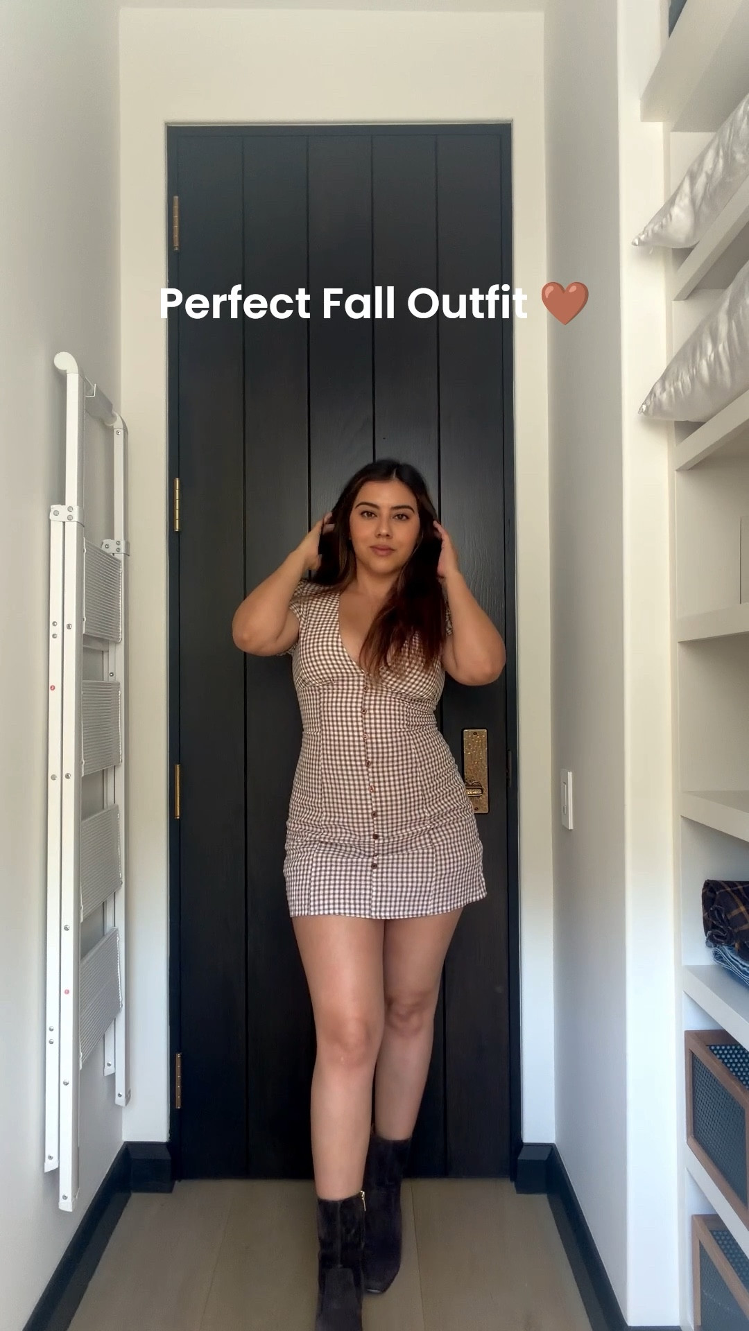 This fall outfit is giving all the cozy-chic vibes. The brown and white gingham button-down mini dress is perfect for autumn fashion (from
Princess
Polly) . It had a flattering fit and pumpkin-spice inspired tones. Styled with suede brown ankle boots From
Madewell and a white purse also from
Madewell , it’s the ultimate fall look for brunch, pumpkin patch dates, and your LTK wardrobe essentials.

#LTKSeasonal #LTKHalloween