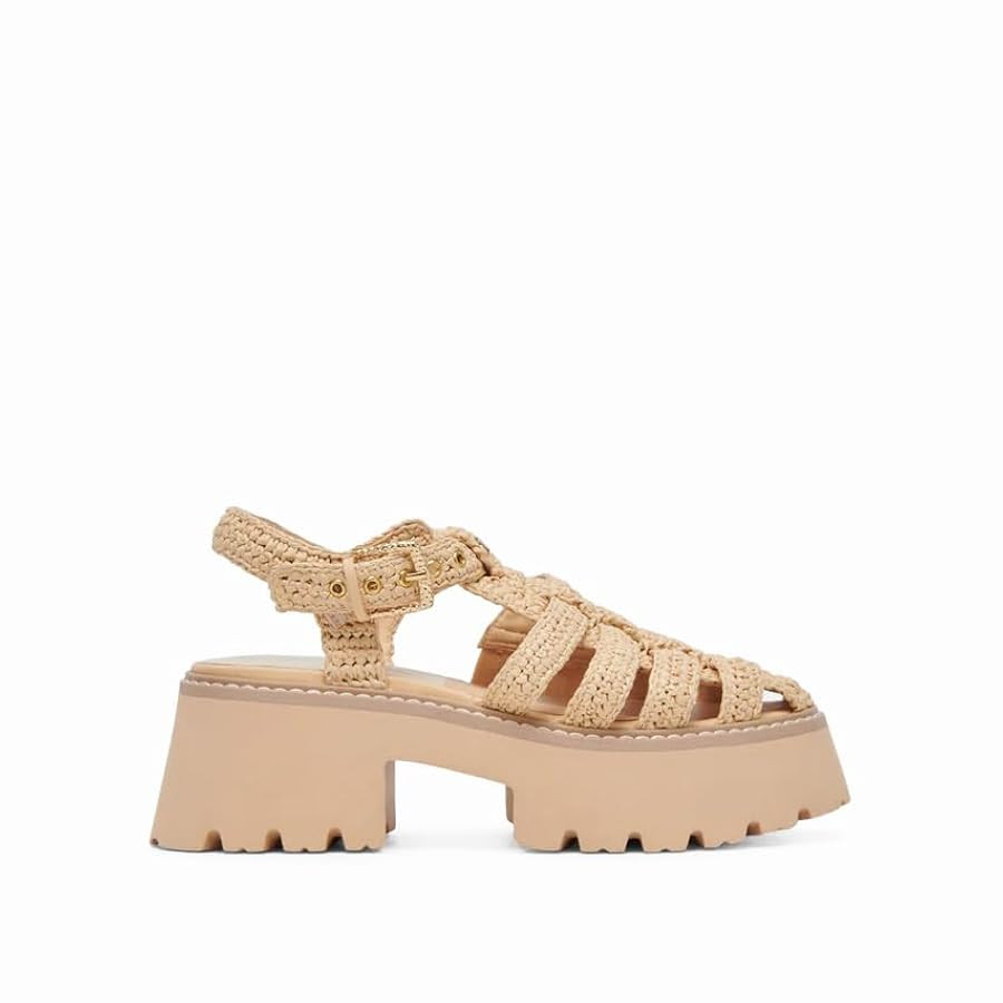 Platform Sandals for Women Raffia Espadrille Summer Beach Sandals with Adjustable Buckle Strap Cl... | Amazon (US)