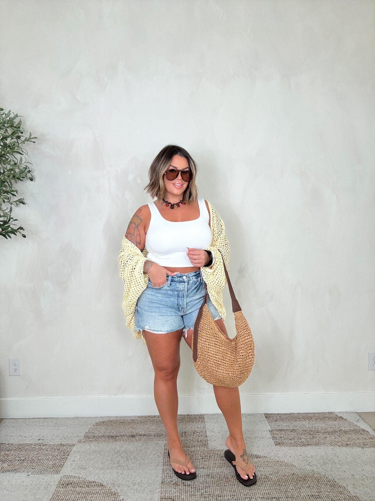 Hands down best denim shorts I own worth every penny ! They don’t squeeze the thighs. If you are a thick thigh girl I promise you will LOVE these ! Size up one size I’m usually a 12/31 I do a 32/14 in my shorts. 
Tank L 
Cover up L 
Sandals tts 


#LTKfindsunder50 #LTKmidsize #LTKfindsunder100