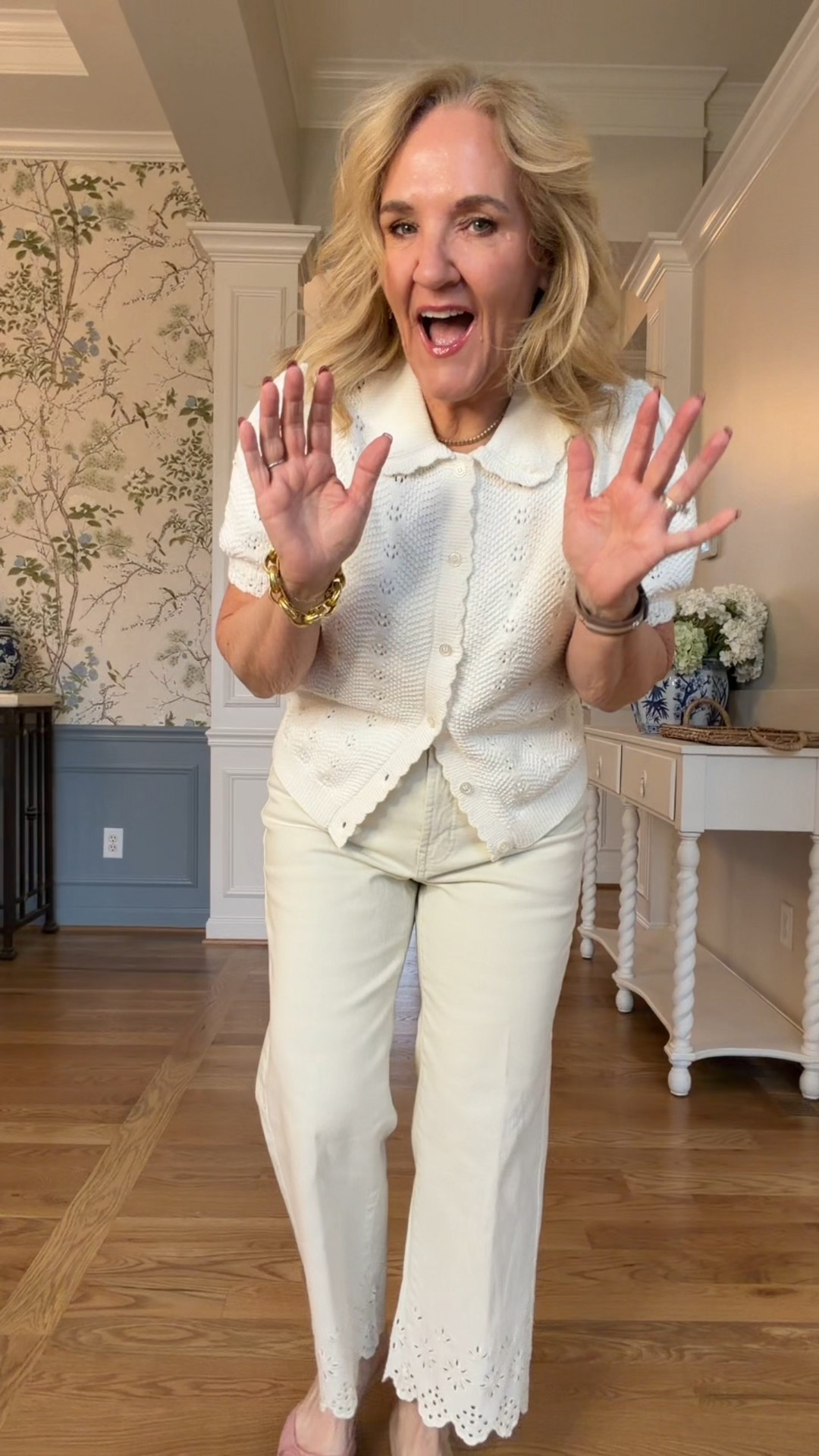 Walmart! Ordered an 8 in jeans and medium in sweater. 
I feel like they could have done the large in the sweater for a bit more room. 
The beans come in this off-white and denim. They appear to be restocked when I click the link. Let me know please?

#LTKOver40 #LTKSeasonal #LTKPetite