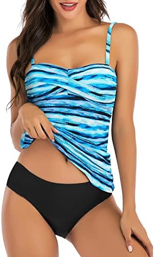 Shuangyu Two Piece Swimsuit for Women, Ruched Tummy Control Tankini Sets with Twist Front, Modest... | Amazon (US)