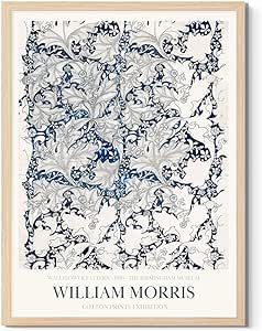 William Morris Wall Art 12x16 Inch Florals Pattern Canvas Prints Wall Decor Blue White Cotton Exh... | Amazon (US)