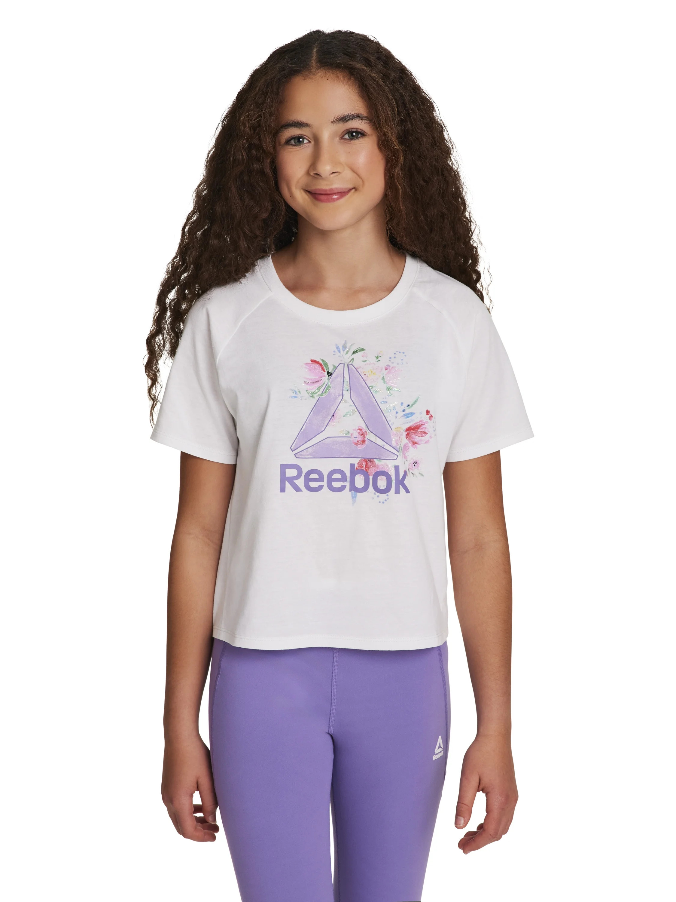 Reebok Girl’s Athletic Boxy Short Sleeve Graphic T-Shirt, Sizes 4-18 | Walmart (US)
