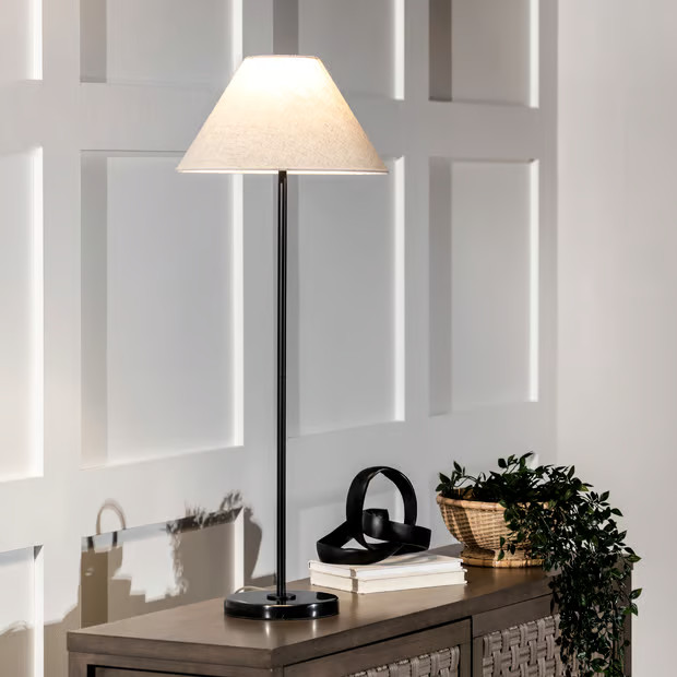 Black 38-inch Iron Torchiere Industrial Table Lamp | Rugs USA