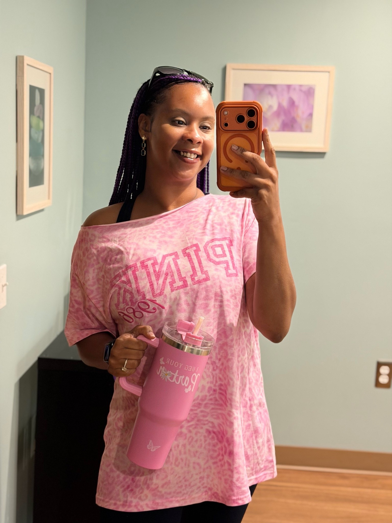 The ultimate Pilates instructor-in-training uniform. 🌸 Comfy, perfectly oversized for throwing on post-workout, and yes—I am still fully obsessed with pink leopard print. Linking this exact cozy PINK tee and my 40oz hydration savior right below for you guys! 🥤✨

#LTKdayinmylife #LTKfitnessgoals #LTKmorningroutine