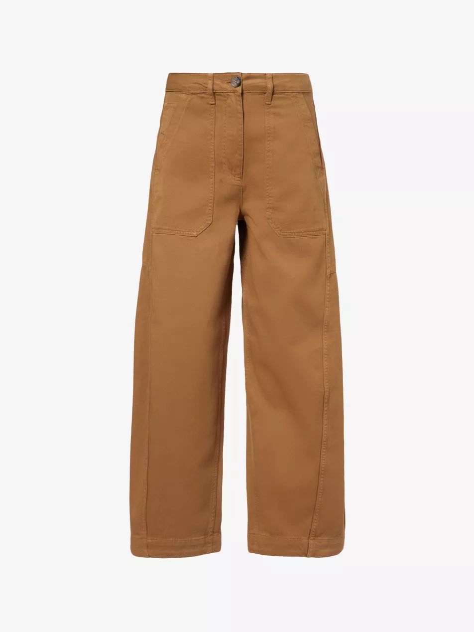 ME AND EM Patch-pocket wide-leg high-rise cotton-twill trousers | Selfridges