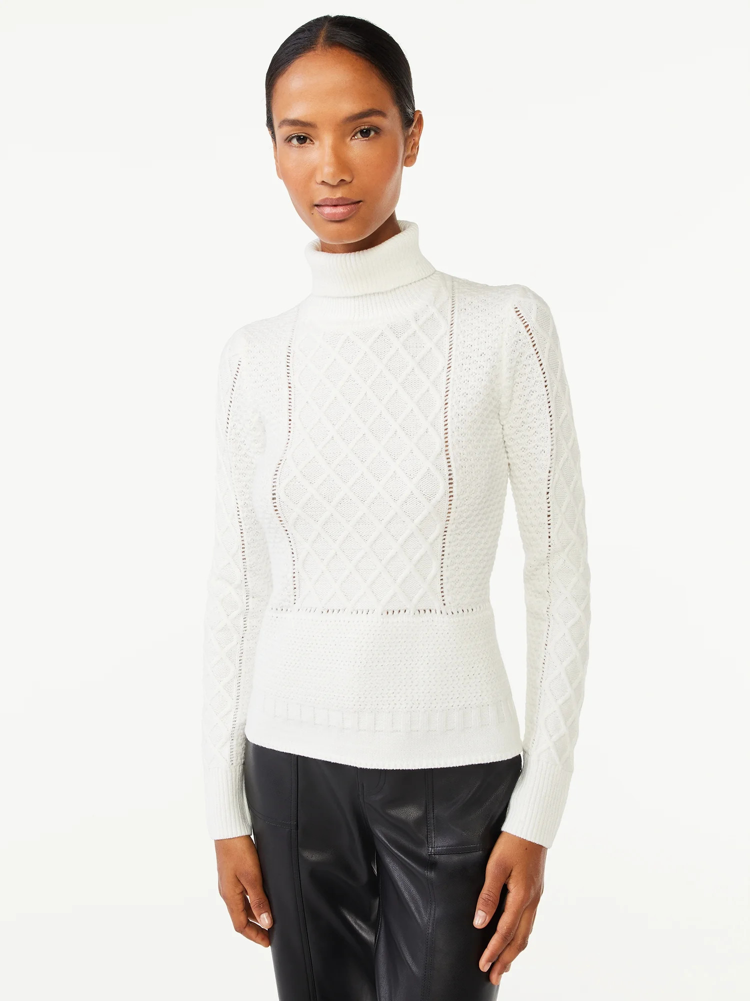 Scoop Women's Cable Knit Pullover Sweater with Long Sleeves, Sizes XS-XXL | Walmart (US)