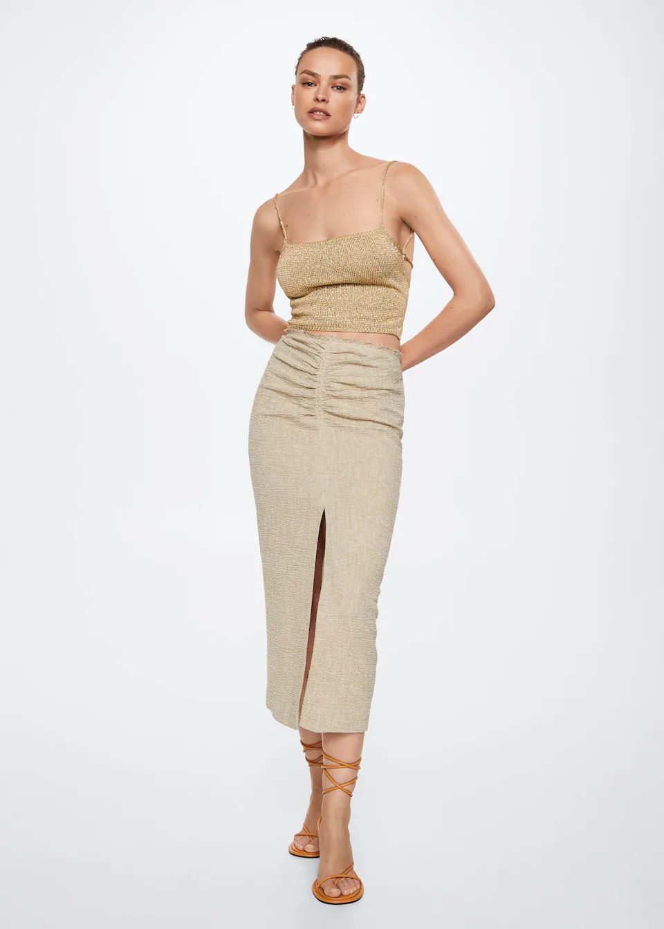 Linen pleated skirt | MANGO (UK)