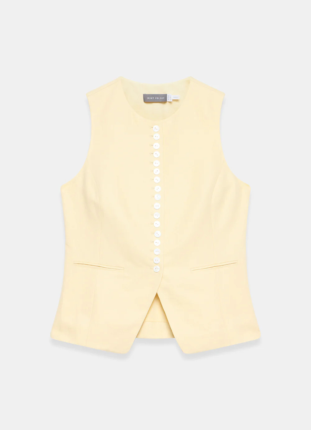 Yellow Linen Blend Longline Waistcoat | Mint Velvet