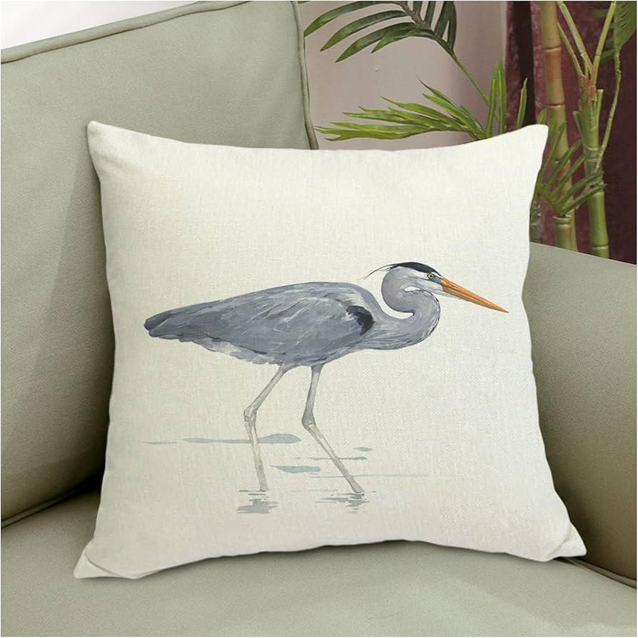 Linen Square Pillow Covers 18 x 18 Decorative Couch Pillows Cushion Cover for Bed Watercolor Blue... | Amazon (US)