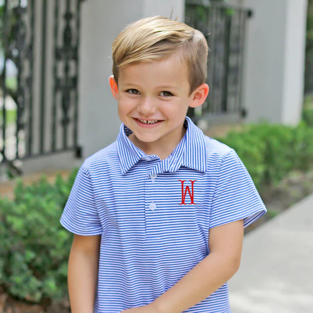 Royal Blue Stripe Polo Shirt | Classic Whimsy