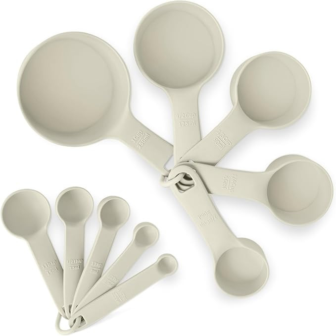 Amazon Basics Measuring Cups and Spoons, 10-Piece Set, Dishwasher-Safe, Linen Gray | Amazon (US)