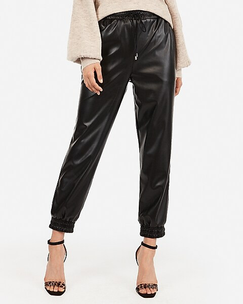 high waisted (minus the) leather pull-on jogger pant | Express