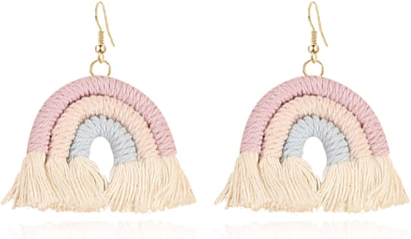 YasiIm Bohemian Rainbow Layered Tassel Earrings 3 Tier Fringe Statement Dangle Drop Earrings for ... | Amazon (US)