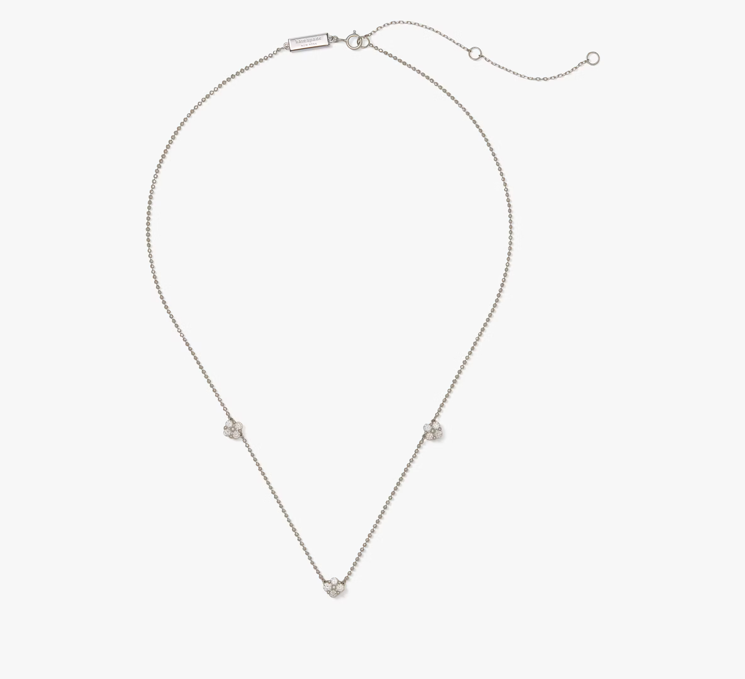 Kate Spade Fine Time To Shine Diamond Flower Necklace, Silver | Kate Spade (US)