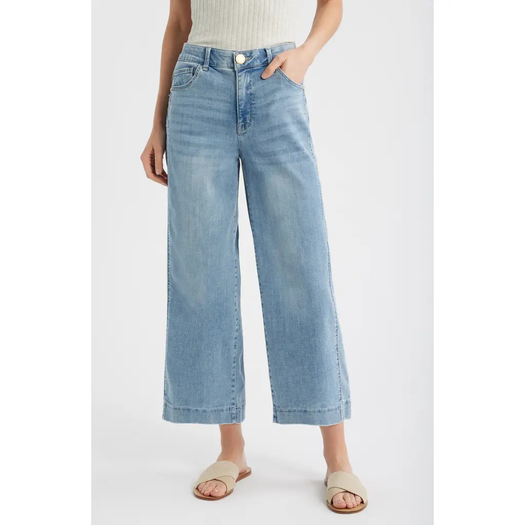 Wit & Wisdom Skyrise Crop Wide Leg Jeans in Light Blue Artisanal at Nordstrom, Size 0P | Nordstrom