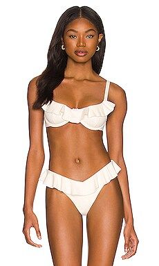 WeWoreWhat Ruffle Bikini Top in Off White from Revolve.com | Revolve Clothing (Global)