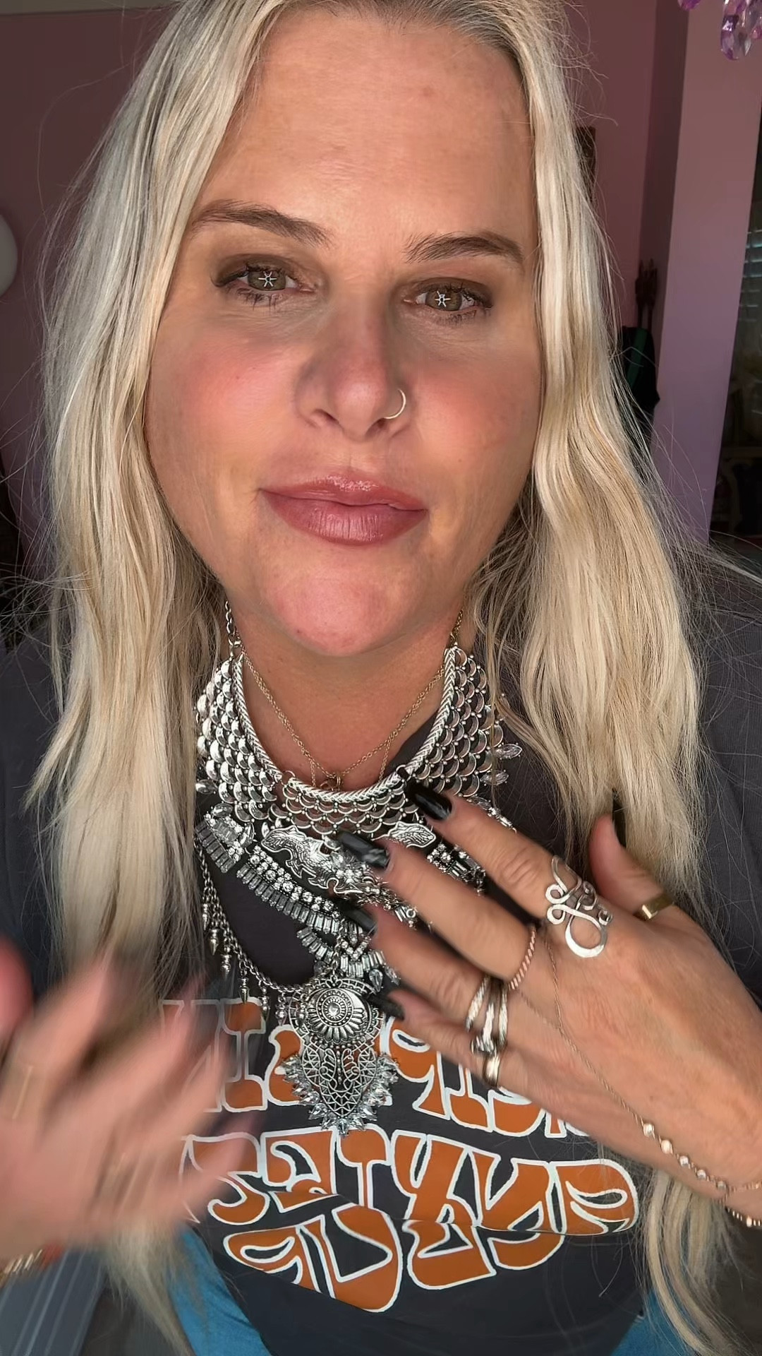 I am loving this T-shirt. I saw it on another creators page and I will tag her in my IG stories. I have had horrible anxiety, my whole life and every time I wear this shirt, it is such a conversation piece. I also love it with the edgy jewelry and the edgy bag and I cannot link these exact jeans. These jeans are from express and, they are called straight angle high-rise. I absolutely love them. I have similar ones. ❤️🫶

#LTKOver40 #LTKMidsize #LTKStyleTip