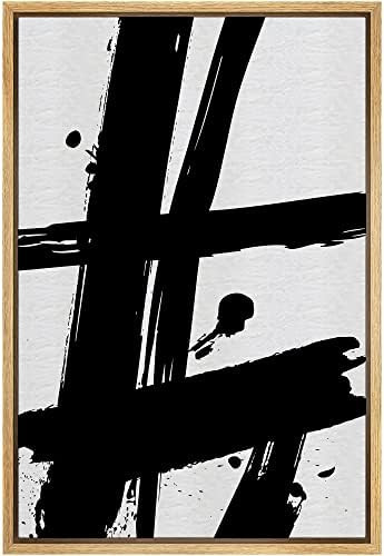 SIGNWIN Framed Canvas Print Wall Art Black Ink Paint Stroke Grid Landscape Abstract Shapes Illust... | Amazon (US)