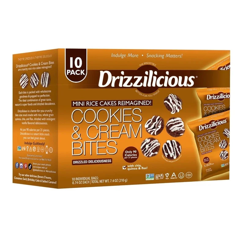 Drizzilicious Mini Rice Cakes, Cookies & Cream Flavored Rice Cake Gluten Free Snacks, Rice Crisps... | Walmart (US)