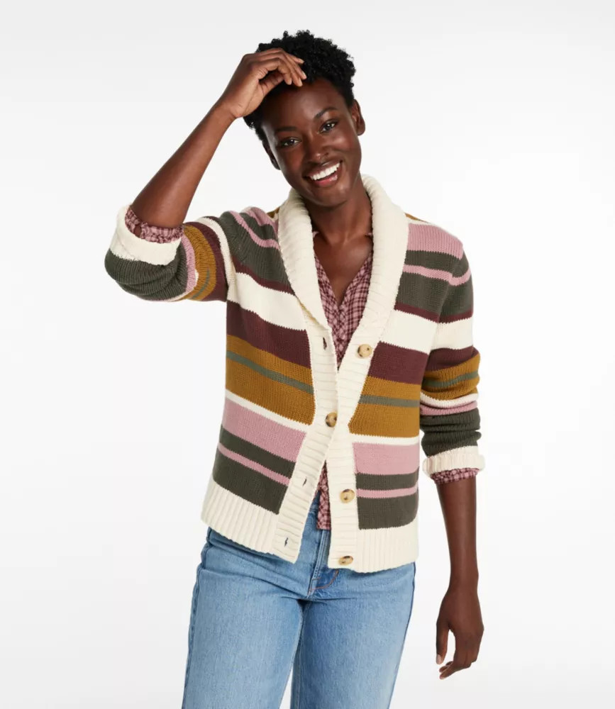 Women's Signature Original Cotton Sweater, Shawl Cardigan Stripe | L.L. Bean