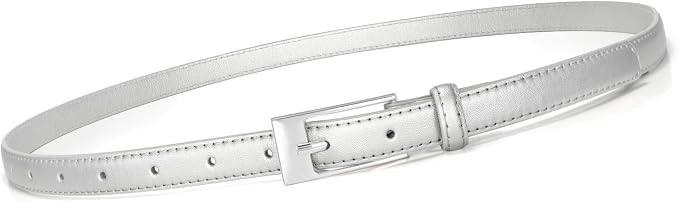 Thin Belts for Women Skinny Leather Belt for Jeans Pants Dresses | Amazon (US)